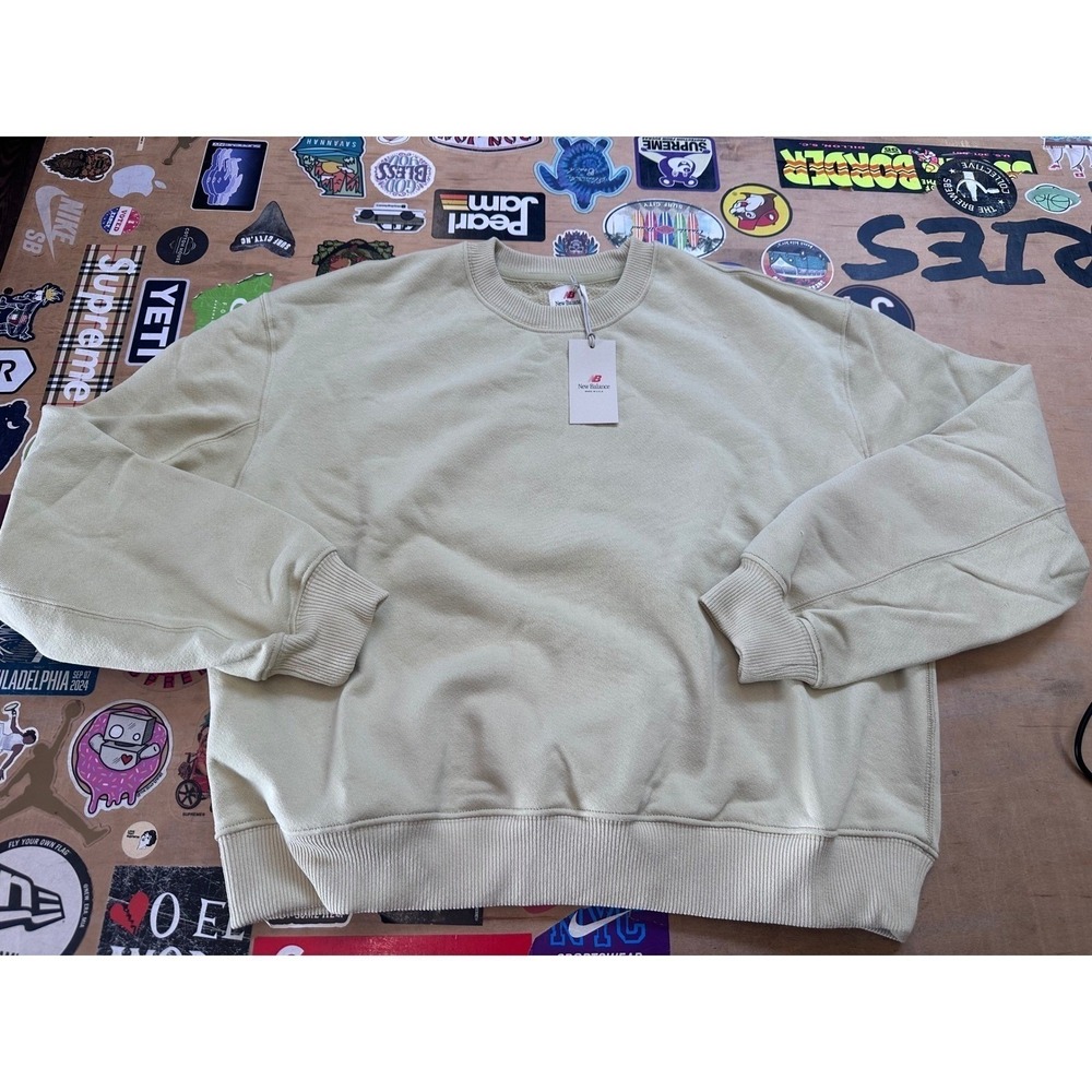 New Balance Made in USA Crewneck Sweatshirt Moonrock Beige WT51563 Womens XL